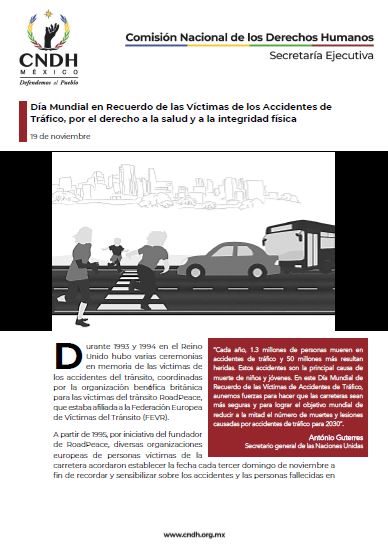 Día Mundial en Recuerdo de las Víctimas de los Accidentes de Tráfico, por el derecho a la salud y a la integridad física
