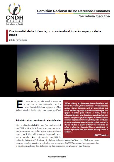 Día Mundial de la Infancia, promoviendo el interés superior de la niñez