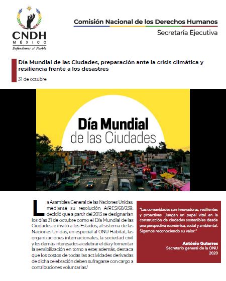 Día Mundial de las Ciudades, preparación ante la crisis climática y resiliencia frente a los desastres