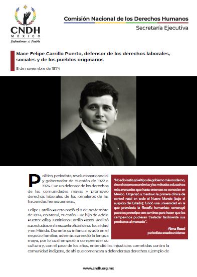 Nace Felipe Carrillo Puerto, defensor de los derechos laborales, sociales y de los pueblos originarios