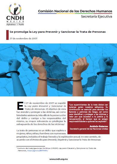 Se promulga la Ley para Prevenir y Sancionar la Trata de Personas