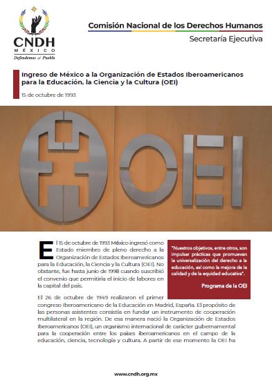 Ingreso de México a la Organización de Estados Iberoamericanos para la Educación, la Ciencia y la Cultura (OEI)