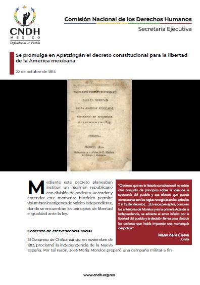Se promulga en Apatzingán el decreto constitucional para la libertad de la América mexicana