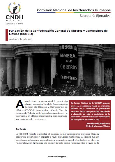 Fundación de la Confederación General de Obreros y Campesinos de México (CGOCM)