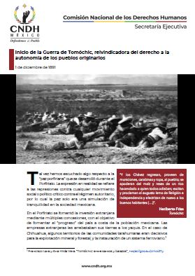 Inicio de la Guerra de Tomóchic, reivindicadora del derecho a la autonomía de los pueblos originarios