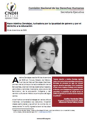 Nace Adelina Zendejas, luchadora por la igualdad de género y por el derecho a la educación