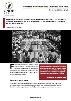 Matanza de Acteal Chiapas, grave violación a los derechos humanos a la vida, a la seguridad, a la integridad, libertad personal, por parte del Estado mexicano