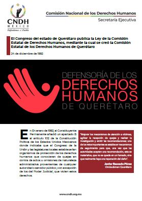 El Congreso del estado de Querétaro publica la Ley de la Comisión Estatal de Derechos Humanos, mediante la cual se creó la Comisión Estatal de los Derechos Humanos de Querétaro