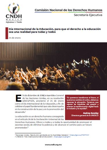 Día Internacional de la Educación, para que el derecho a la educación sea una realidad para todas y todos