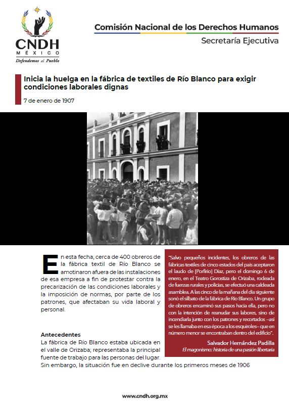 Inicia la huelga en la fábrica de textiles de Río Blanco para exigir condiciones laborales dignas