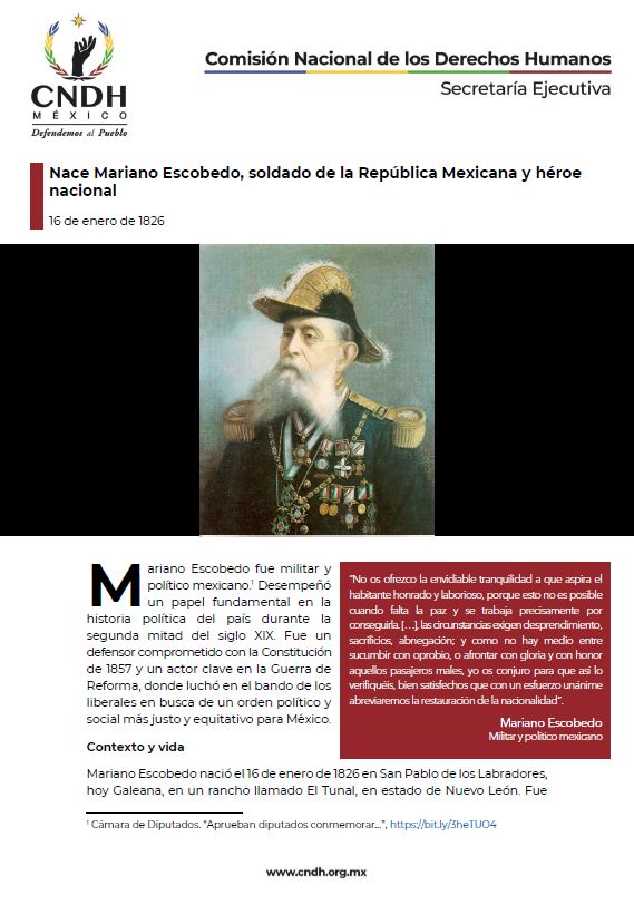 Nace Mariano Escobedo, soldado de la República Mexicana y héroe nacional