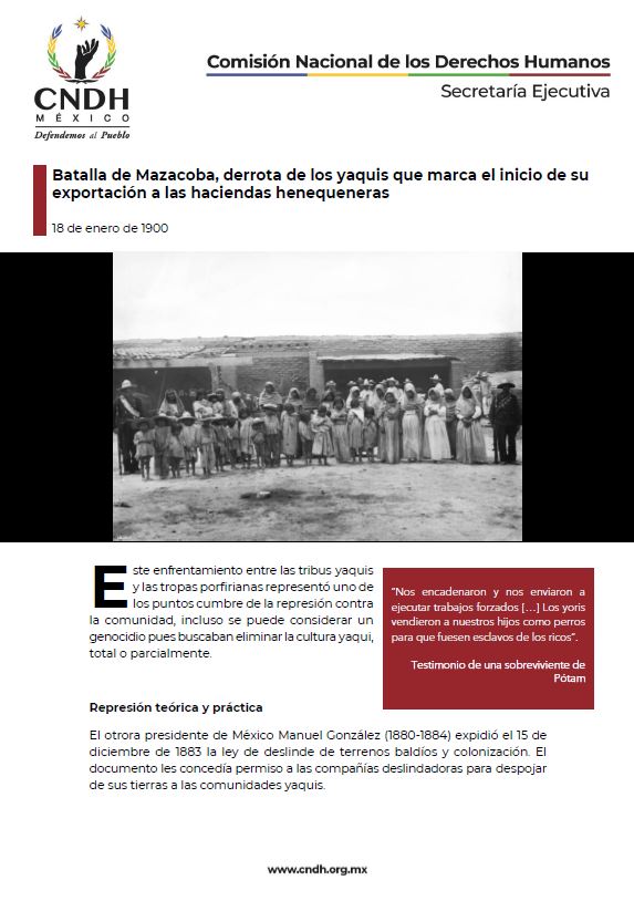 Batalla de Mazacoba, derrota de los yaquis que marca el inicio de su exportación a las haciendas henequeneras
