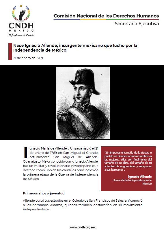 Nace Ignacio Allende, insurgente mexicano que luchó por la Independencia de México