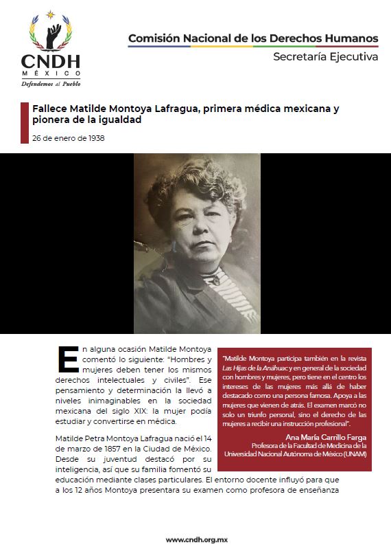 Fallece Matilde Montoya Lafragua, primera médica mexicana y pionera de la igualdad