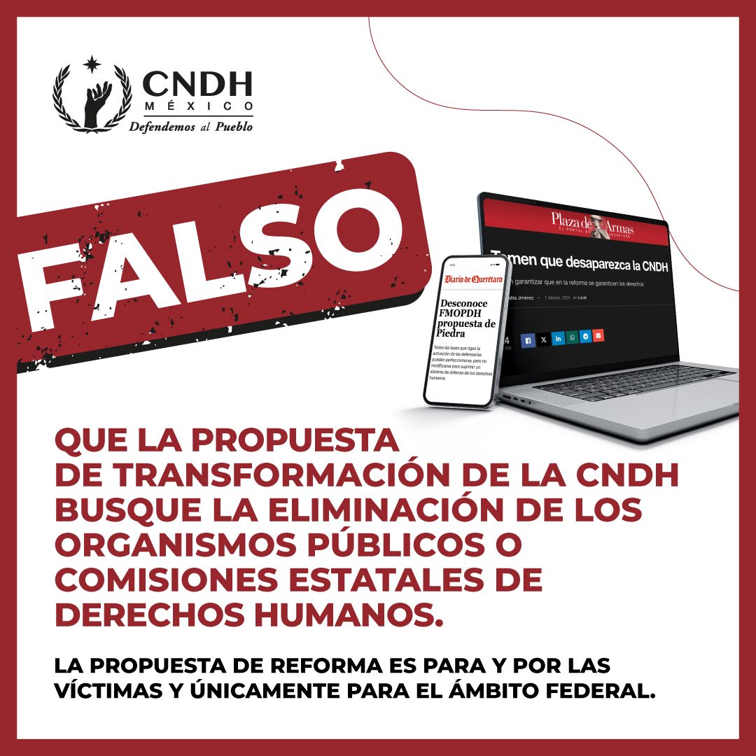 Falso que CNDH busque eliminación de Órganos Autónomos 