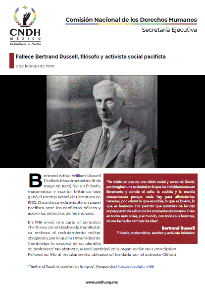 Fallece Bertrand Russell, filósofo y activista social pacifista