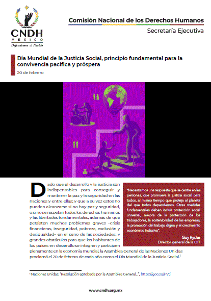 Día Mundial de la Justicia Social, principio fundamental para la convivencia pacífica y próspera