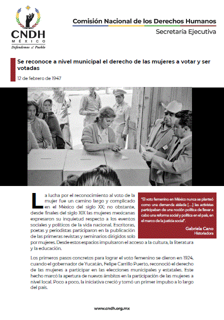 Se reconoce a nivel municipal el derecho de las mujeres a votar y ser votadas