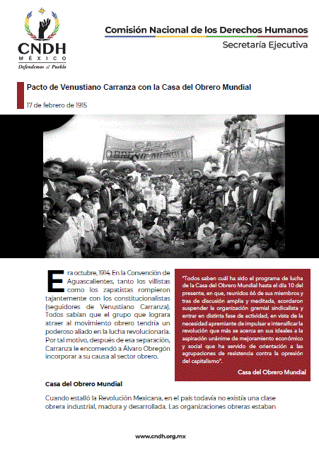 Pacto de Venustiano Carranza con la Casa del Obrero Mundial