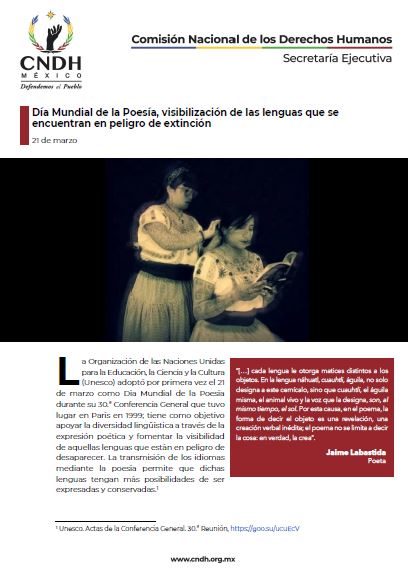 Día Mundial de la Poesía, visibilización de las lenguas que se encuentran en peligro de extinción