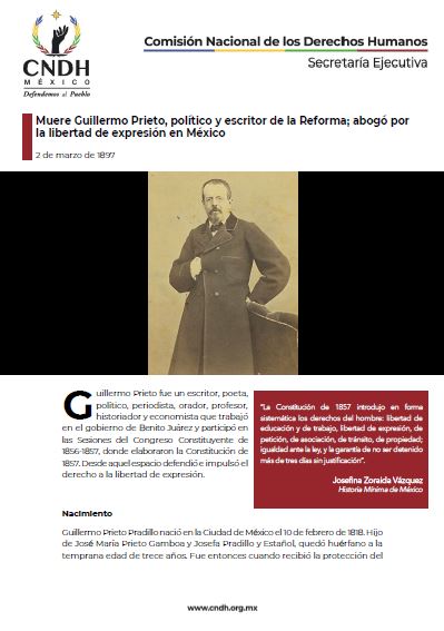 Muere Guillermo Prieto, político y escritor de la Reforma; abogó por la libertad de expresión en México
