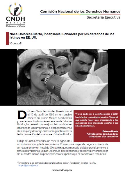 Nace Dolores Huerta, incansable luchadora por los derechos de los latinos en EE. UU.