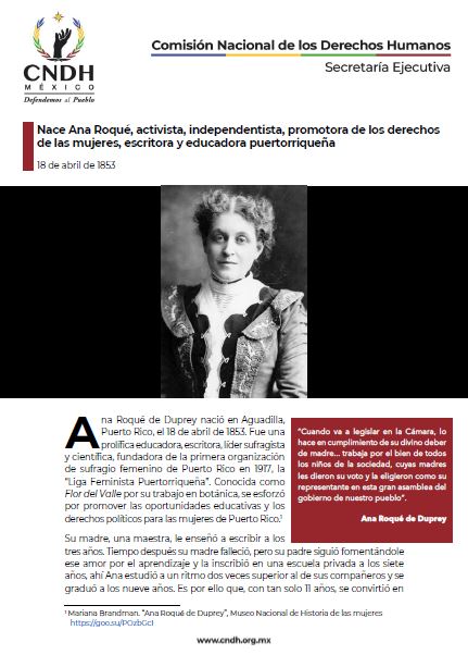 Nace Ana Roqué, activista, independentista, promotora de los derechos de las mujeres, escritora y educadora puertorriqueña