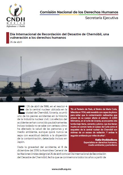 Día Internacional de Recordación del Desastre de Chernóbil, una vulneración a los derechos humanos