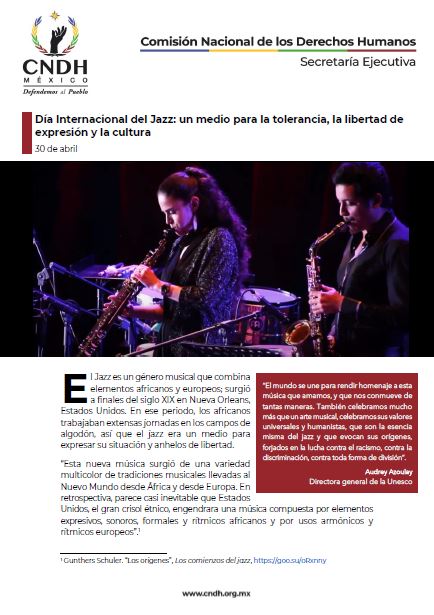 Día Internacional del Jazz: un medio para la tolerancia, la libertad de expresión y la cultura