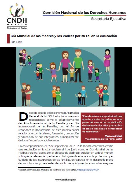 Día Mundial de las Madres y los Padres por su rol en la educación