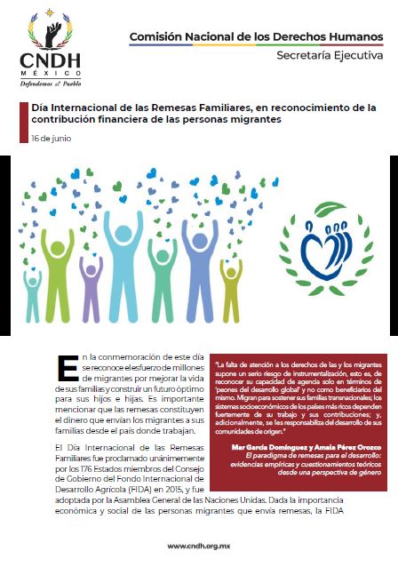 Día Internacional de las Remesas Familiares, en reconocimiento de la contribución financiera de las personas migrantes