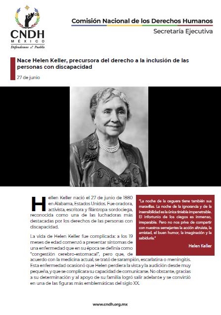 Nace Helen Keller, precursora del derecho a la inclusión de las personas con discapacidad