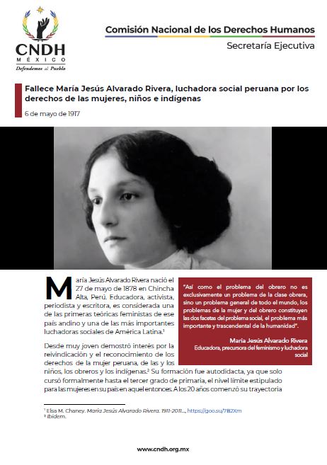 Fallece María Jesús Alvarado Rivera, luchadora social peruana por los derechos de las mujeres, niños e indígenas