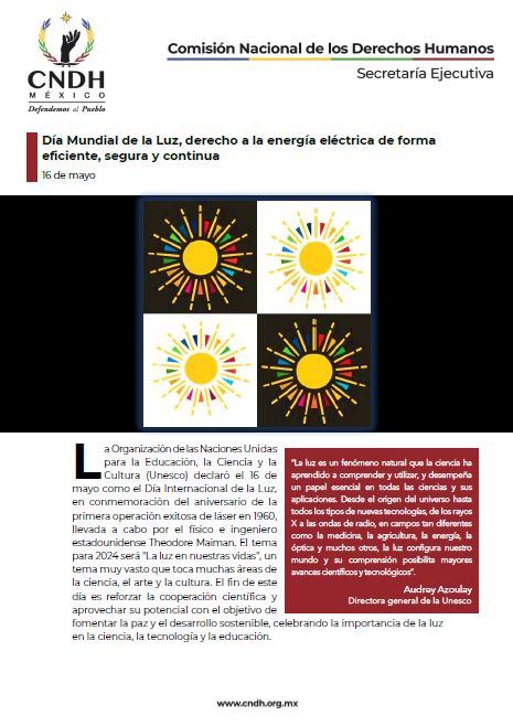 Día Mundial de la Luz, derecho a la energía eléctrica de forma eficiente, segura y continua