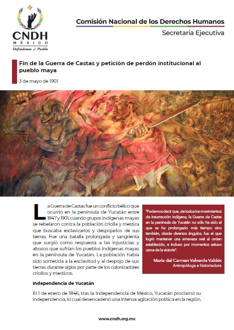 Fin de la Guerra de Castas y petición de perdón institucional al pueblo maya