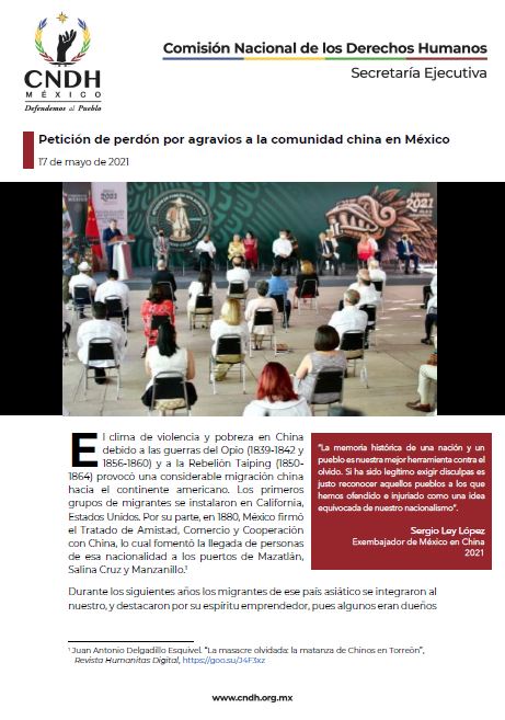 Petición de perdón por agravios a la comunidad china en México