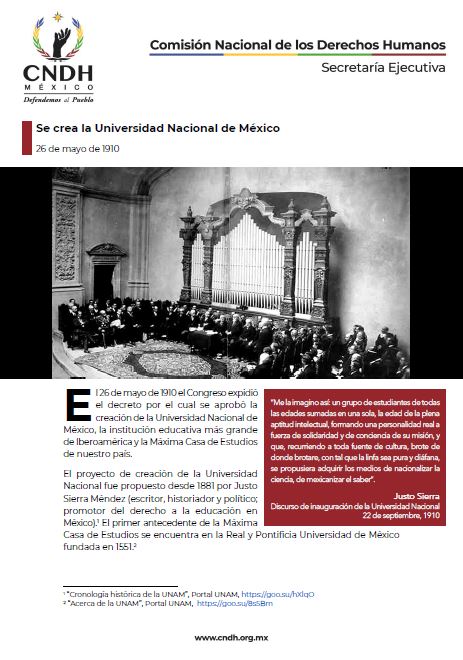 Se crea la Universidad Nacional de México