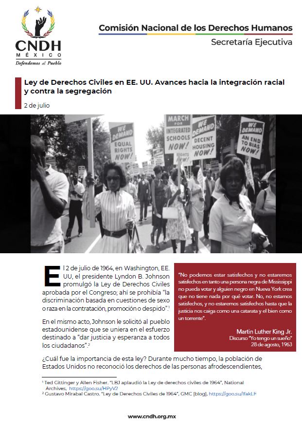 Ley de Derechos Civiles en EE. UU. Avances hacia la integración racial y contra la segregación
