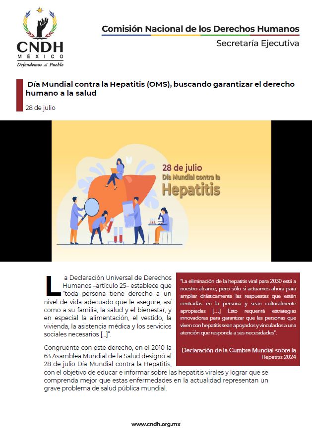 Día Mundial contra la Hepatitis (OMS), buscando garantizar el derecho humano a la salud