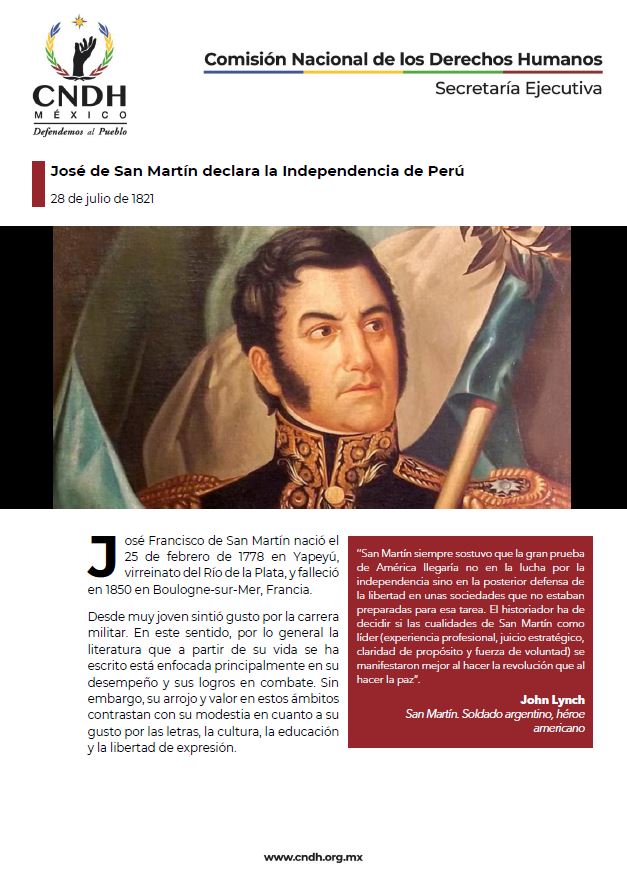 José de San Martín declara la Independencia de Perú