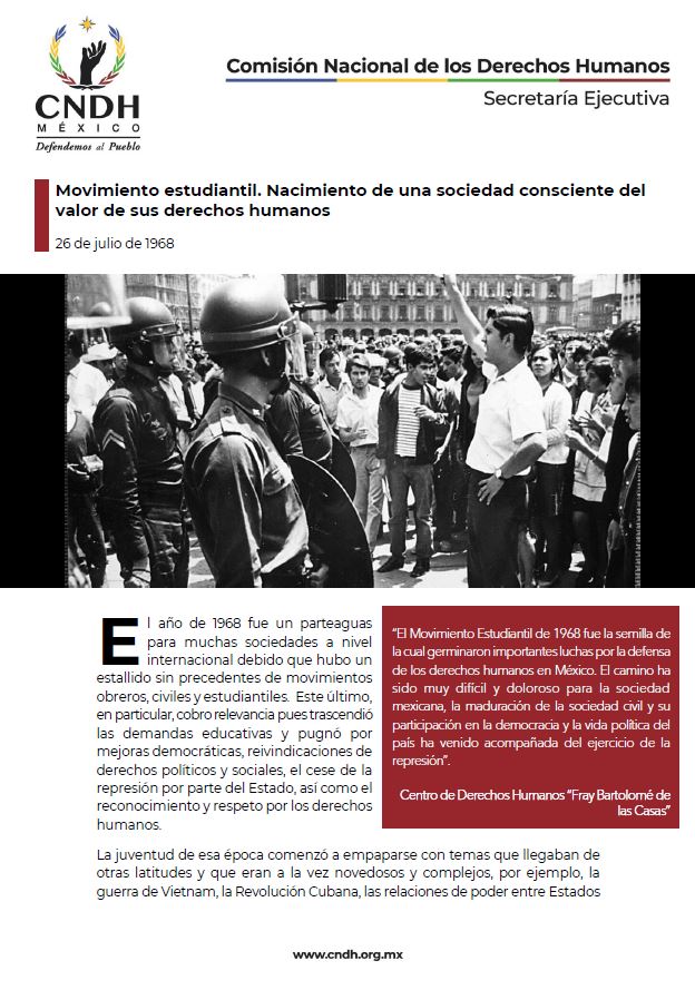 Movimiento estudiantil. Nacimiento de una sociedad consciente del valor de sus derechos humanos