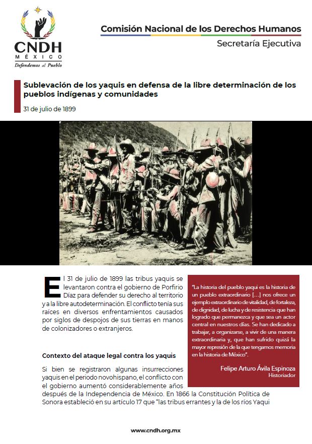 Sublevación de los yaquis en defensa de la libre determinación de los pueblos indígenas y comunidades