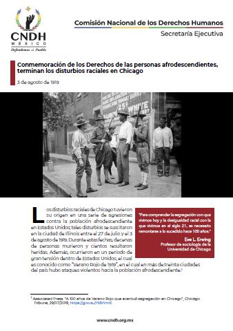 Conmemoración de los Derechos de las personas afrodescendientes, terminan los disturbios raciales en Chicago