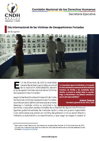 Día Internacional de las Víctimas de Desapariciones Forzadas