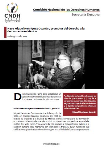 Nace Miguel Henríquez Guzmán, promotor del derecho a la democracia en México