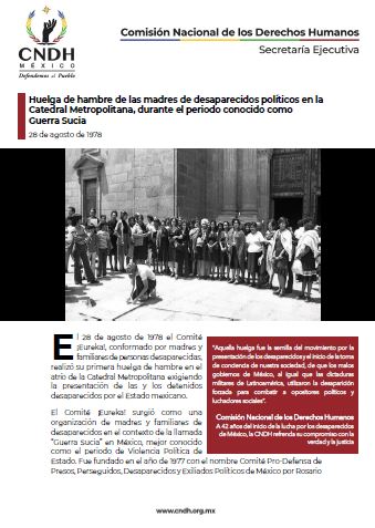 Huelga de hambre de las madres de desaparecidos políticos en la Catedral Metropolitana, durante el periodo conocido como Guerra Sucia