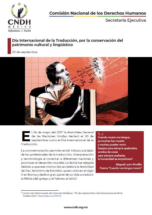 Día Internacional de la Traducción, por la conservación del patrimonio cultural y lingüístico