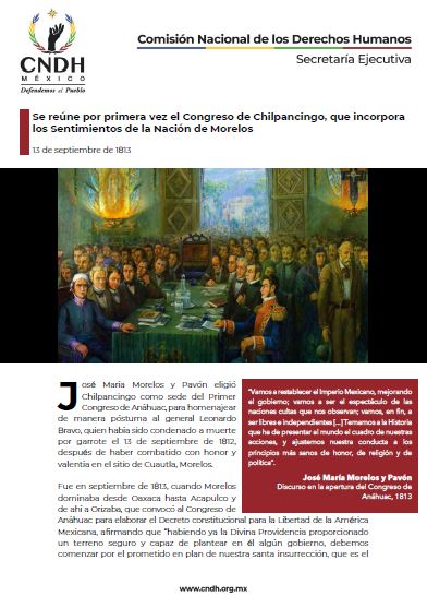 Se reúne por primera vez el Congreso de Chilpancingo, que incorpora los Sentimientos de la Nación de Morelos