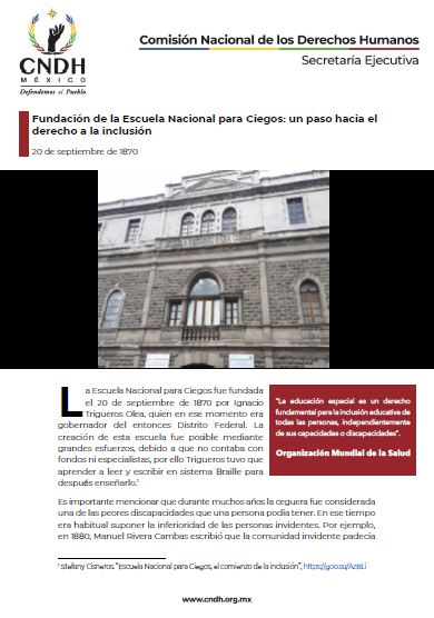 Fundación de la Escuela Nacional para Ciegos: un paso hacia el derecho a la inclusión