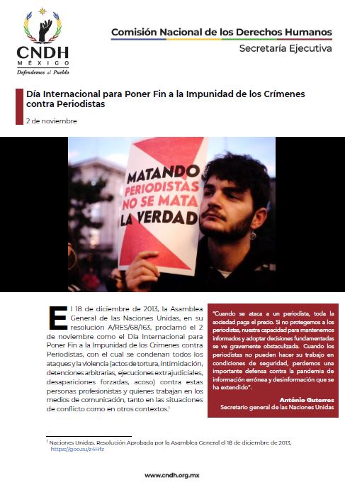 Día Internacional para Poner Fin a la Impunidad de los Crímenes contra Periodistas